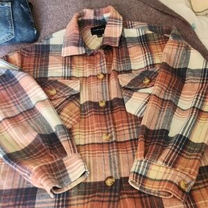 Timing Plaid Button-Up Shirt - Orange, Cream, Black
